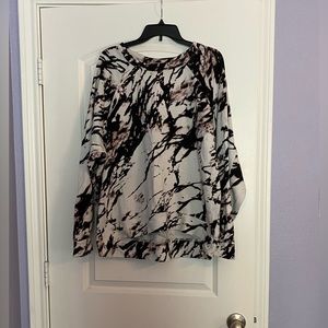 Zella Jamie Ink Print Crew Neck Sweatshirt, Black/White, XL, EUC